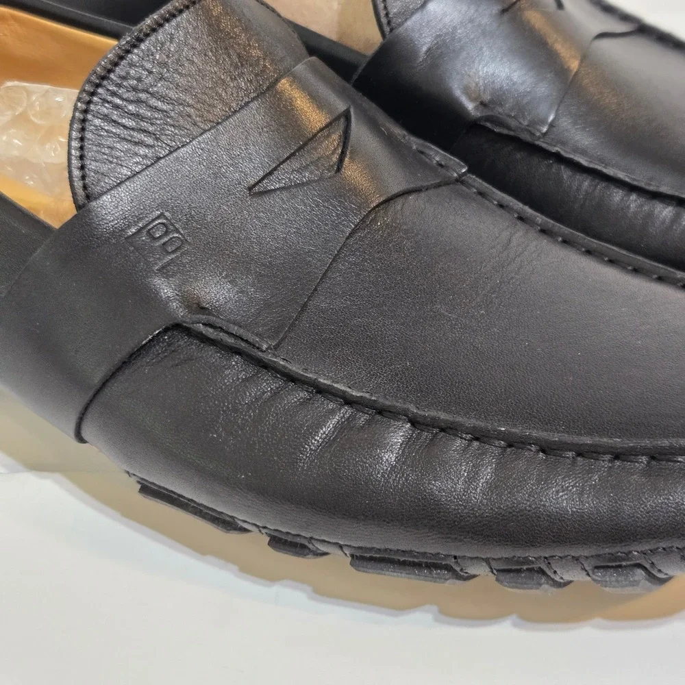 Bally Saturno Penny Loafer Mens 12D Black Leather Swiss Made Drivers Nearly New